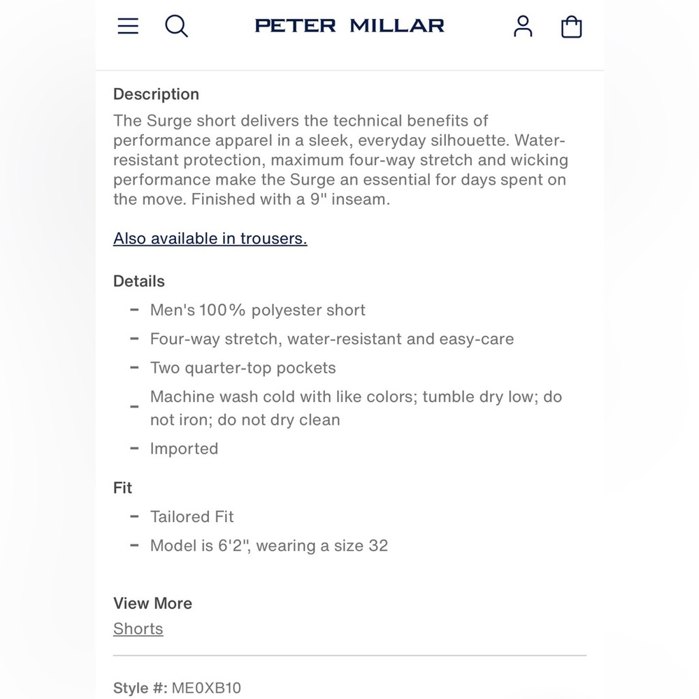 Peter Millar Light Gray Surge Performance Flat Front Shorts - Picture 8 of 8
